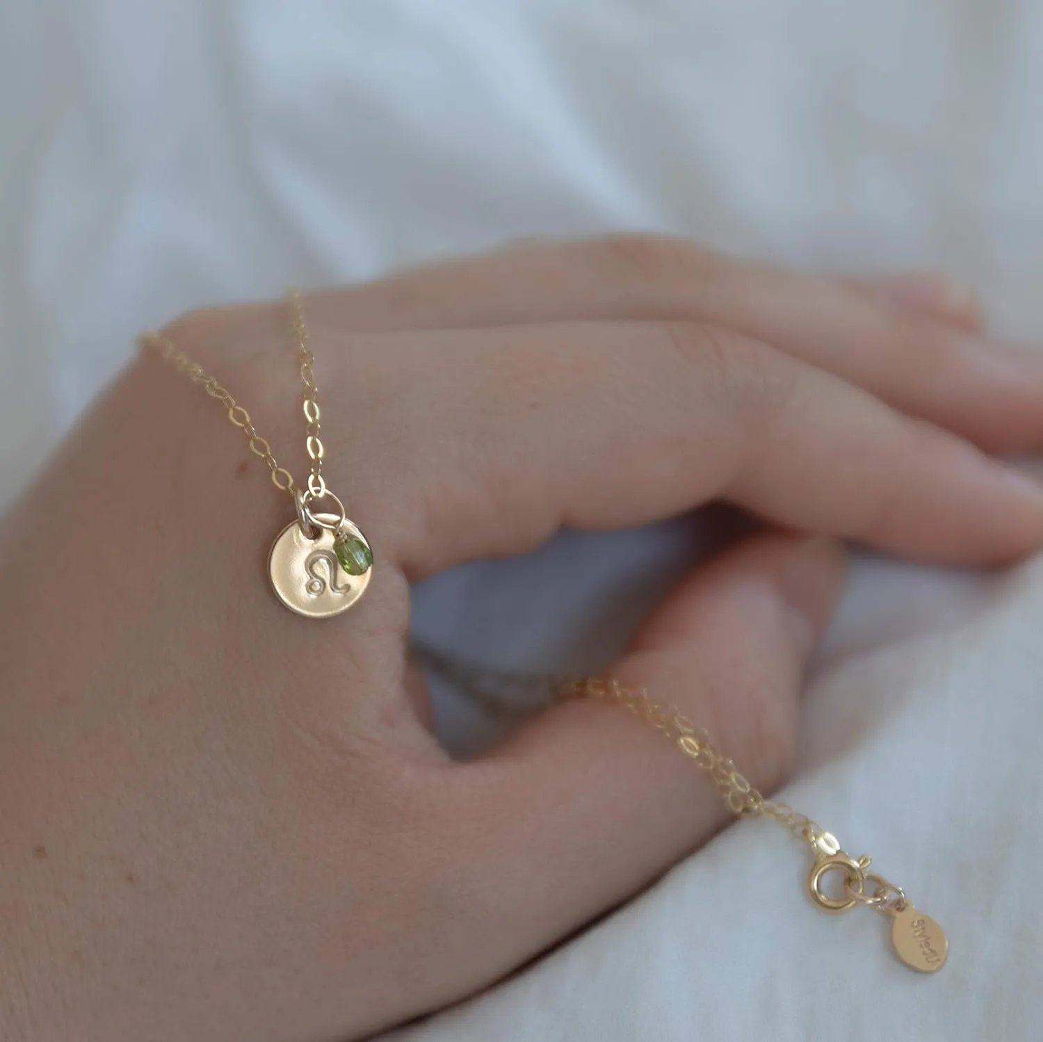 Tiny Zodiac Pendant Necklace, 14K Gold Filled Constellation Pendant with Birthstone Necklace, Personalized Birthday Gift for Women