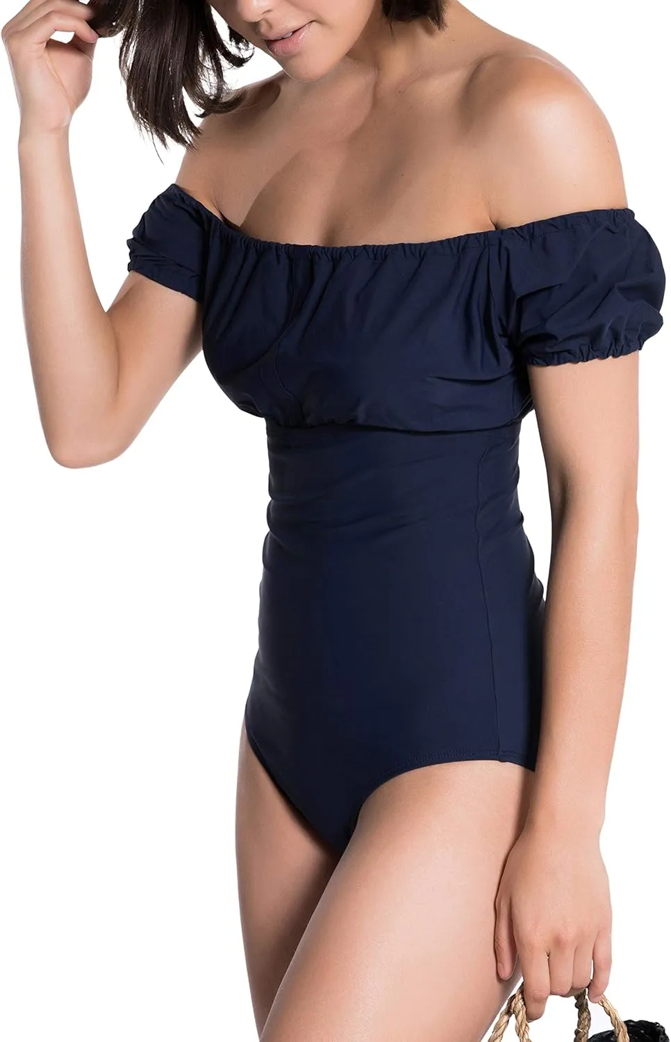 ToBeInStyle Women's Bardot Style Off Shoulder Swimwear