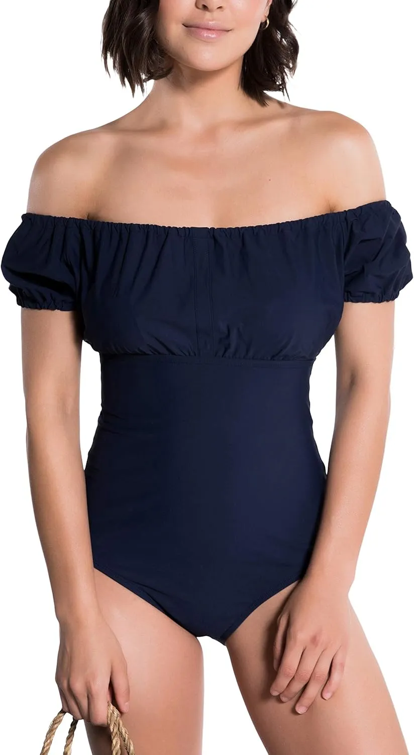 ToBeInStyle Women's Bardot Style Off Shoulder Swimwear