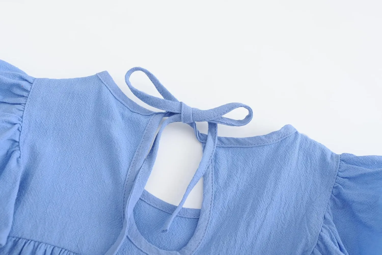 Toddler Girls Ruffle Sleeve Cotton Linen Dress Sleeveless Baby Girl Back Tie Dress Kid Casual Sundress