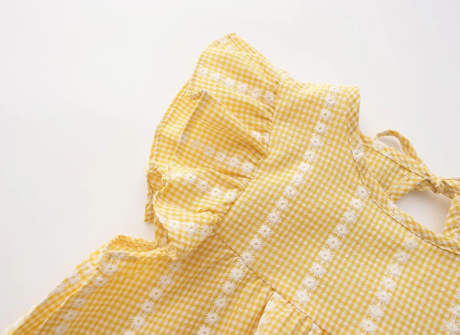Toddler Girls Ruffle Sleeve Cotton Linen Dress Sleeveless Baby Girl Back Tie Dress Kid Casual Sundress