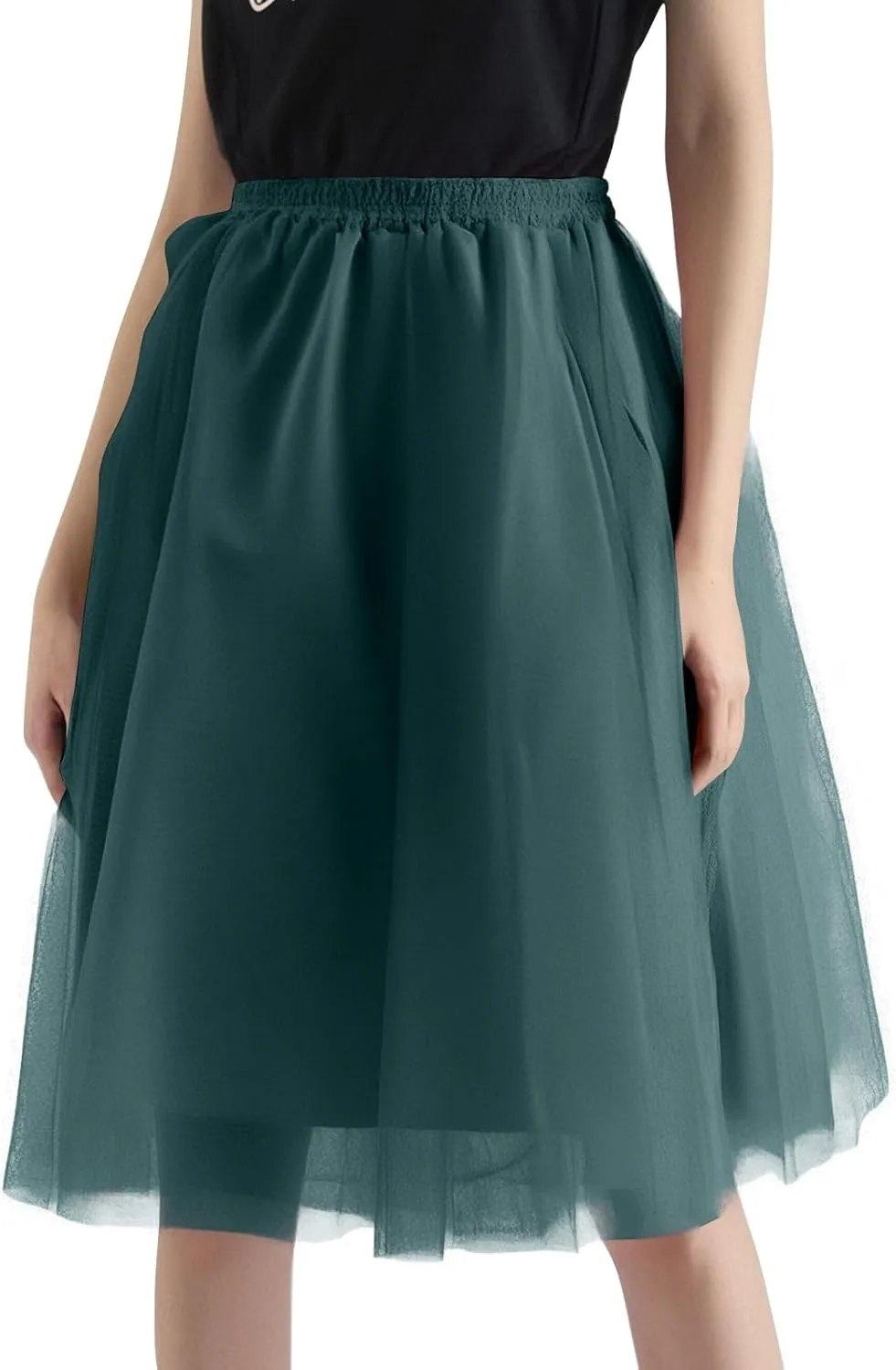 Tulle Skirts for Women Midi Skorts Elastic High Waisted Layered A Line Skirt Tutu Skirt for Prom Party