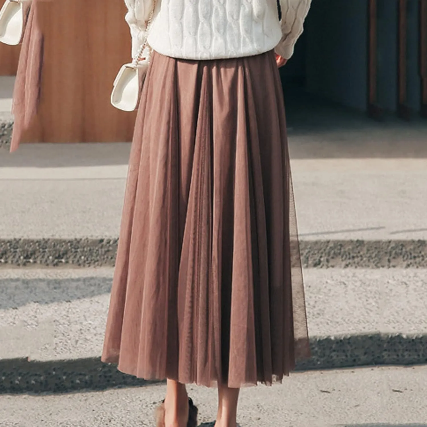 Tutu Tulle Skirt for Women Layered Mesh Ballet Prom Party A-Line Maxi Skirt Elastic High Waist Flowy Long Skirts
