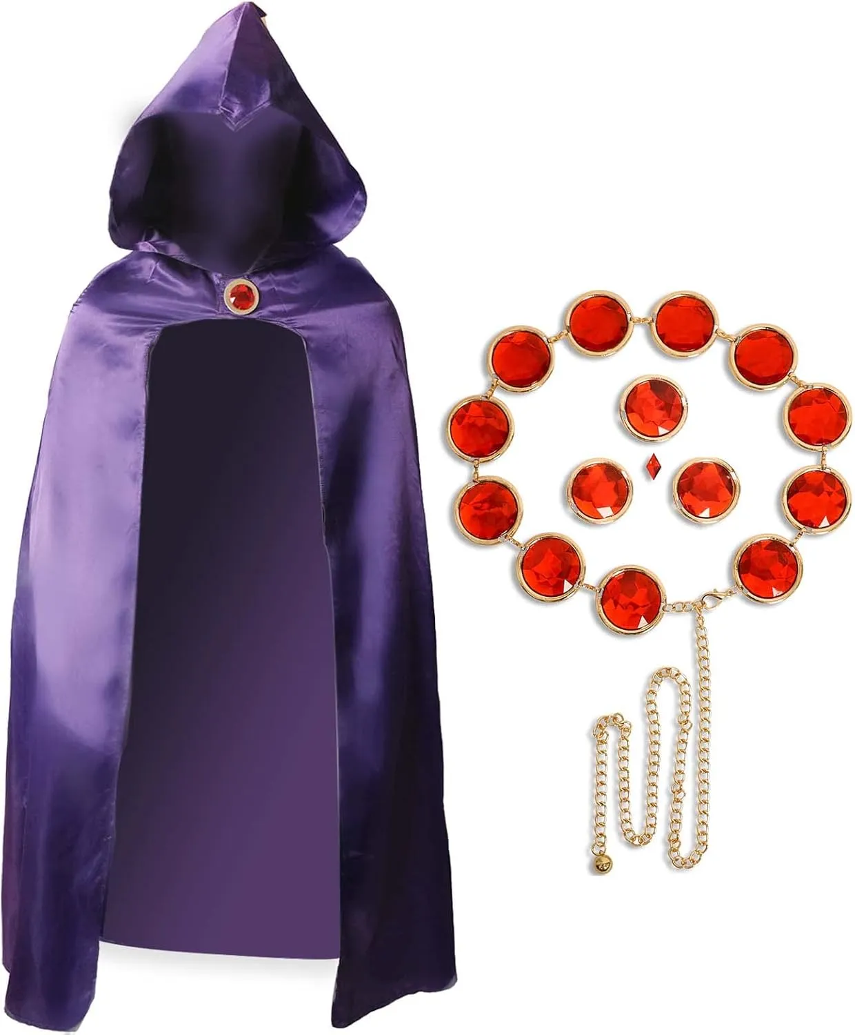 Vickkt Raven Cosplay Cloak - Purple Hooded With Adjustable Anime Waist Belt - Halloween Uniform Costume for Women, L