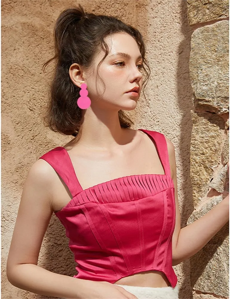 Vintage 80s Neon Earrings Round Disc Dangle Drop Earrings for Women Lightweight Bohemia Statement Geometric Round Earrings Fashion Accessories Jewelry