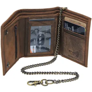 Vintage Brown RFID Trifold Chain Wallet #WC513211NID