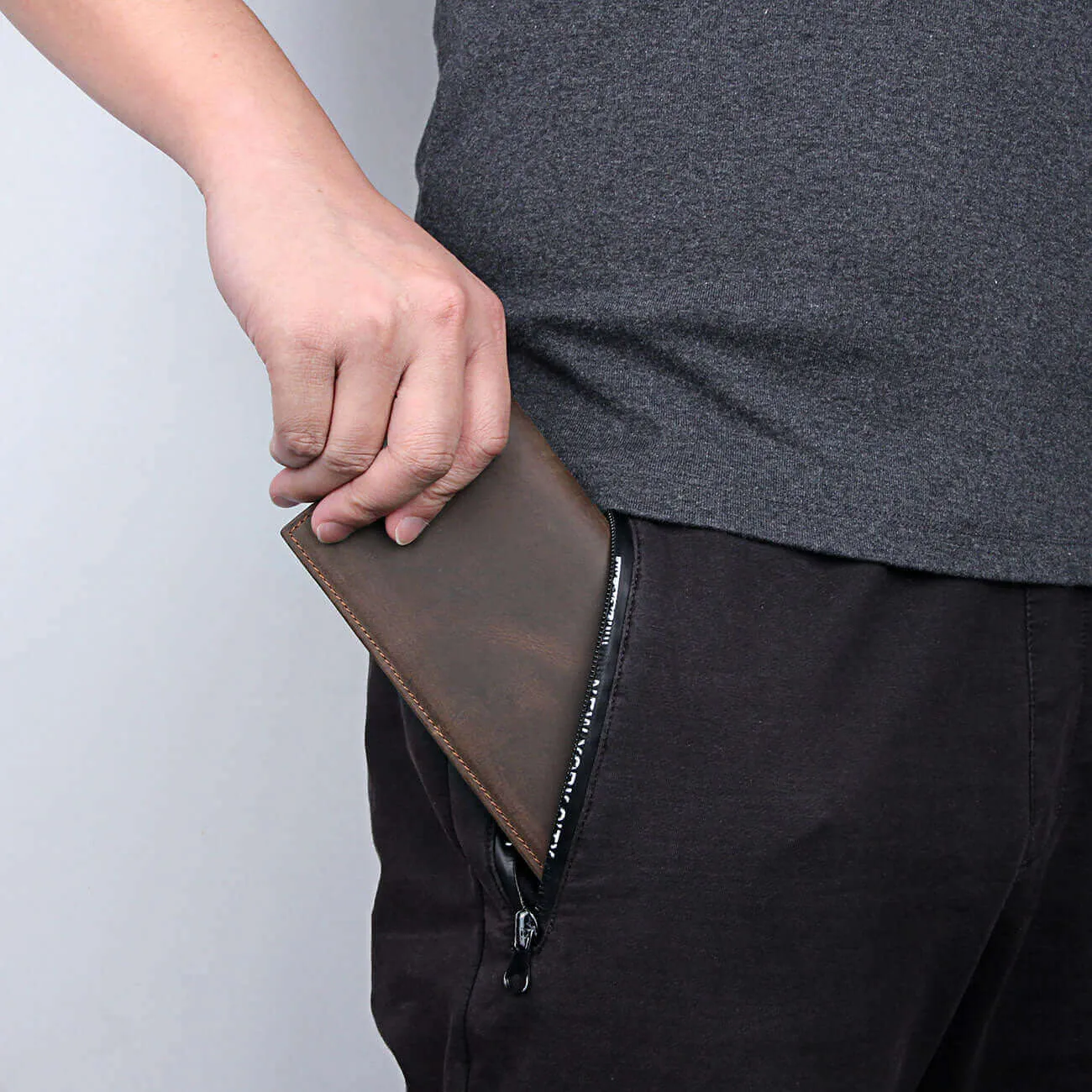 Vintage Crazy Horse Leather Long Wallet - Stylish and Functional