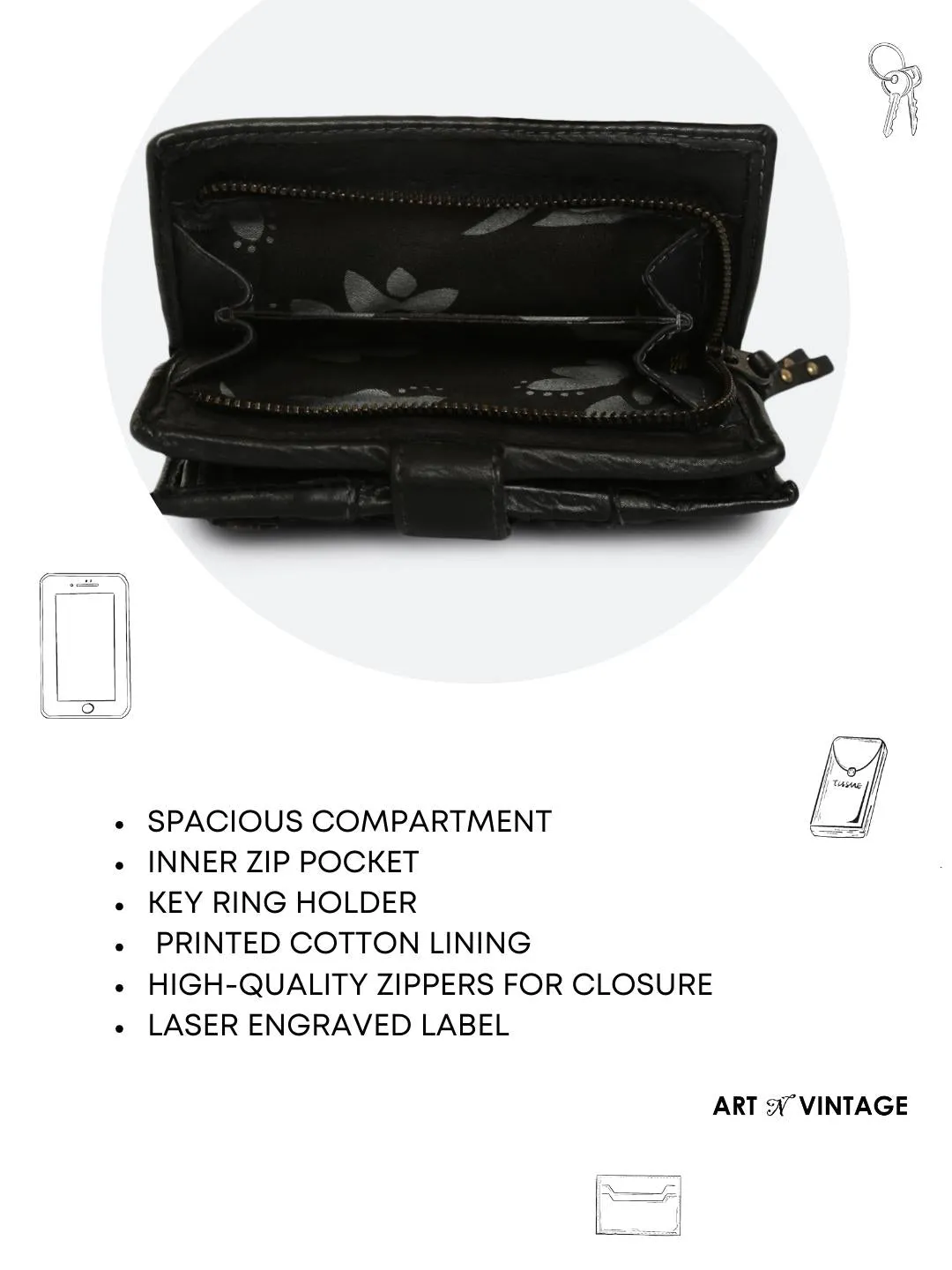 Volga: Black Ripple Effect Small Wallet