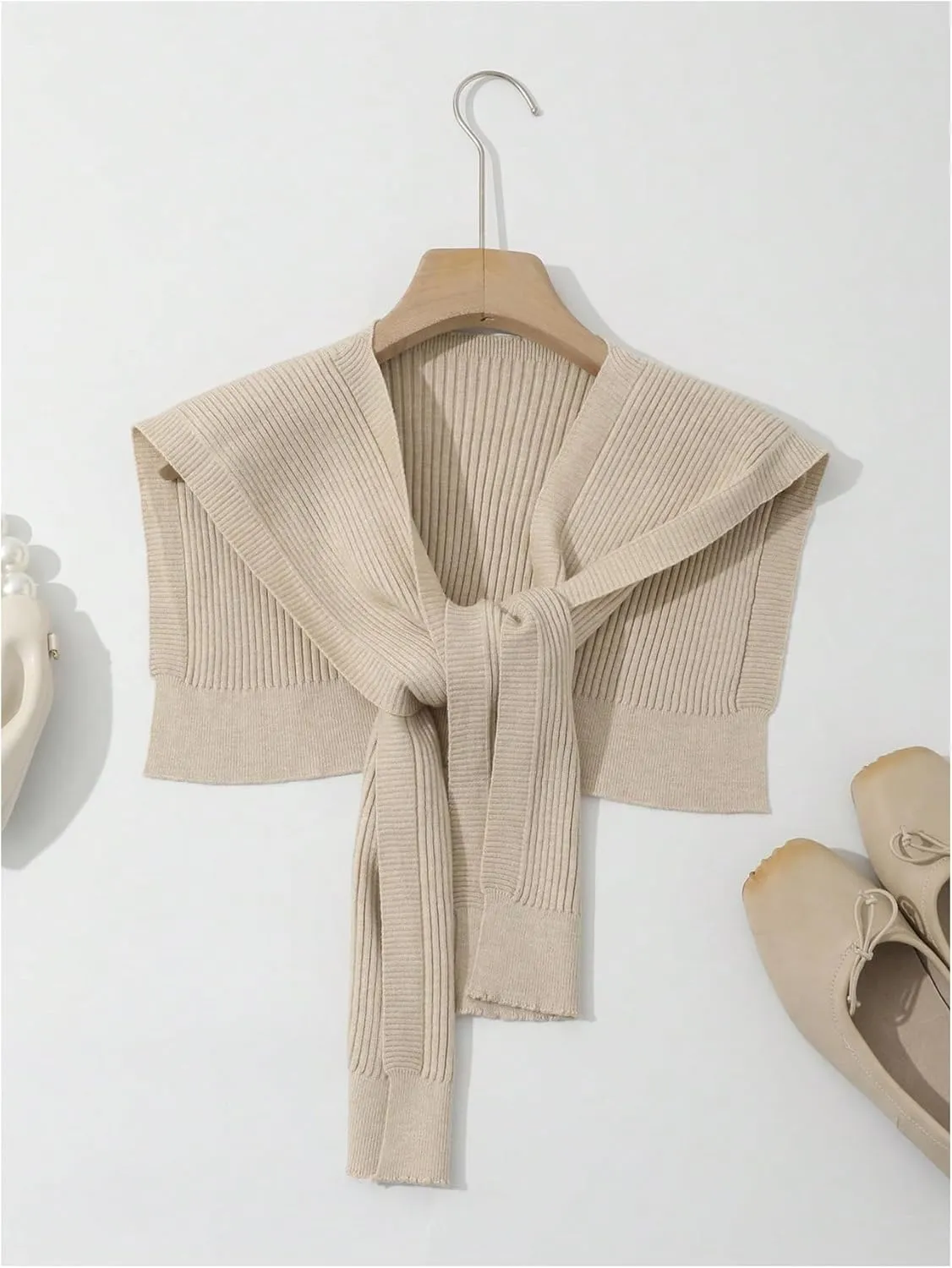 WDIRARA Women's Knitted Knotted Shawl Wraps Casual Cape Shoulder Tops