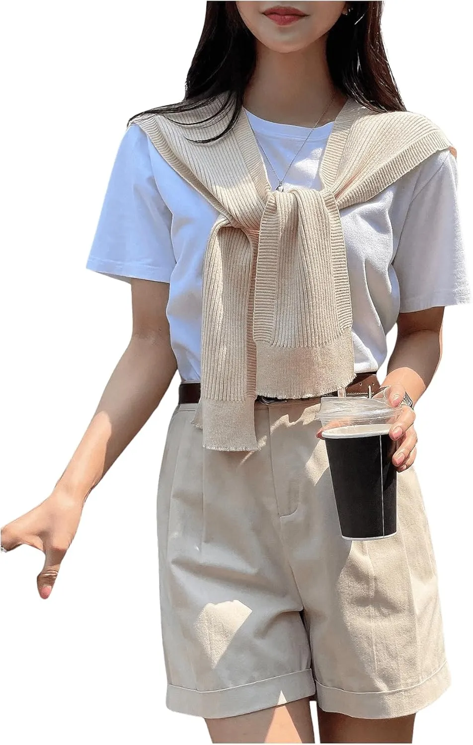 WDIRARA Women's Knitted Knotted Shawl Wraps Casual Cape Shoulder Tops