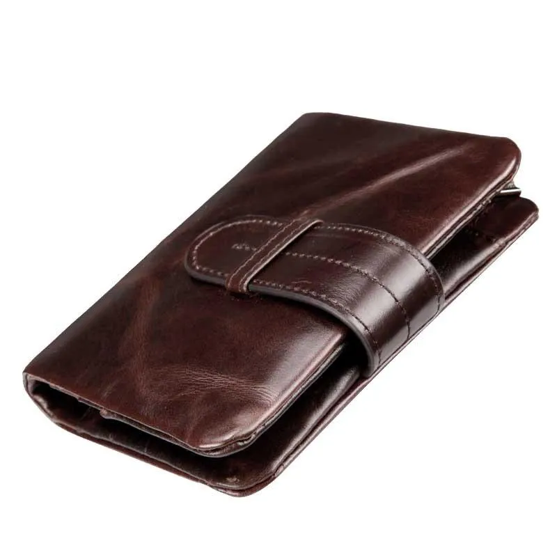 West Louis Retro Oil Wax Leather Short Wallet