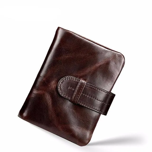 West Louis Retro Oil Wax Leather Short Wallet