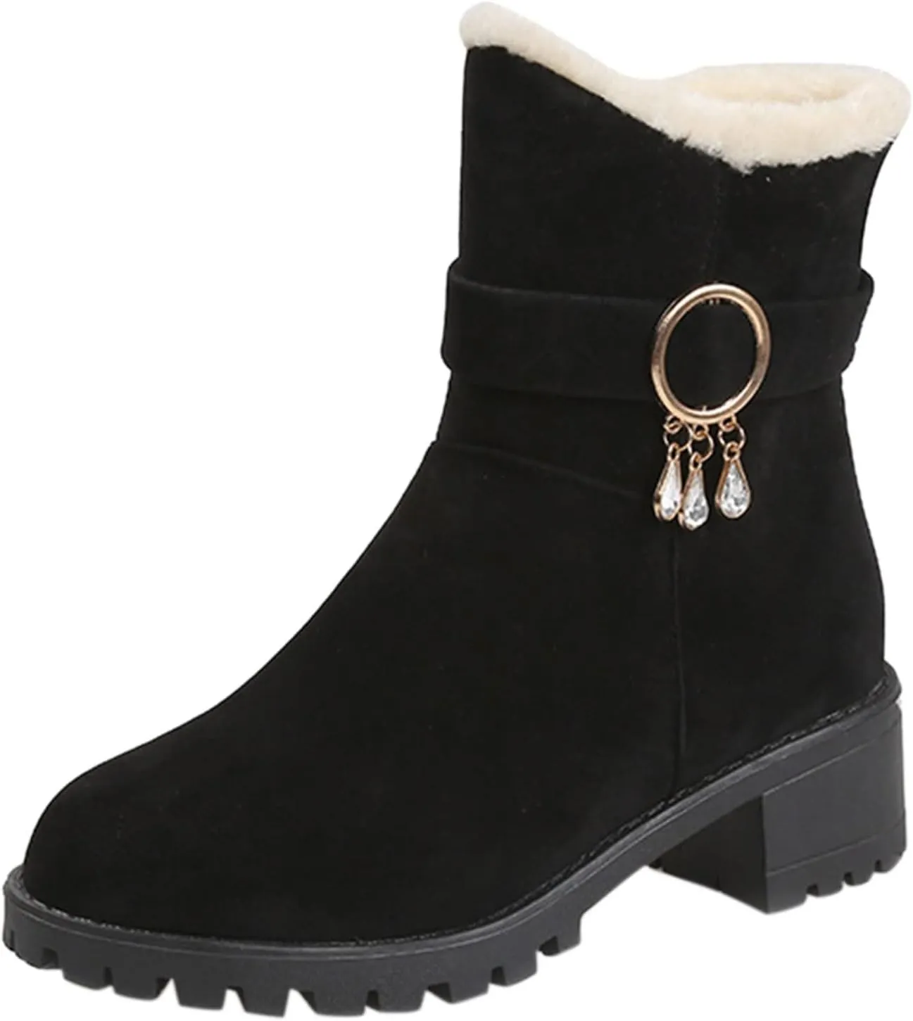 Winter Boots for Women 2023 Trendy Fall Womens Black Winter Snow Boots Womens Wide Toe Snow Boots Mid Calf Winter Boots for Women Low Heel Botas De Invierno Para Mujer Pie Ancho