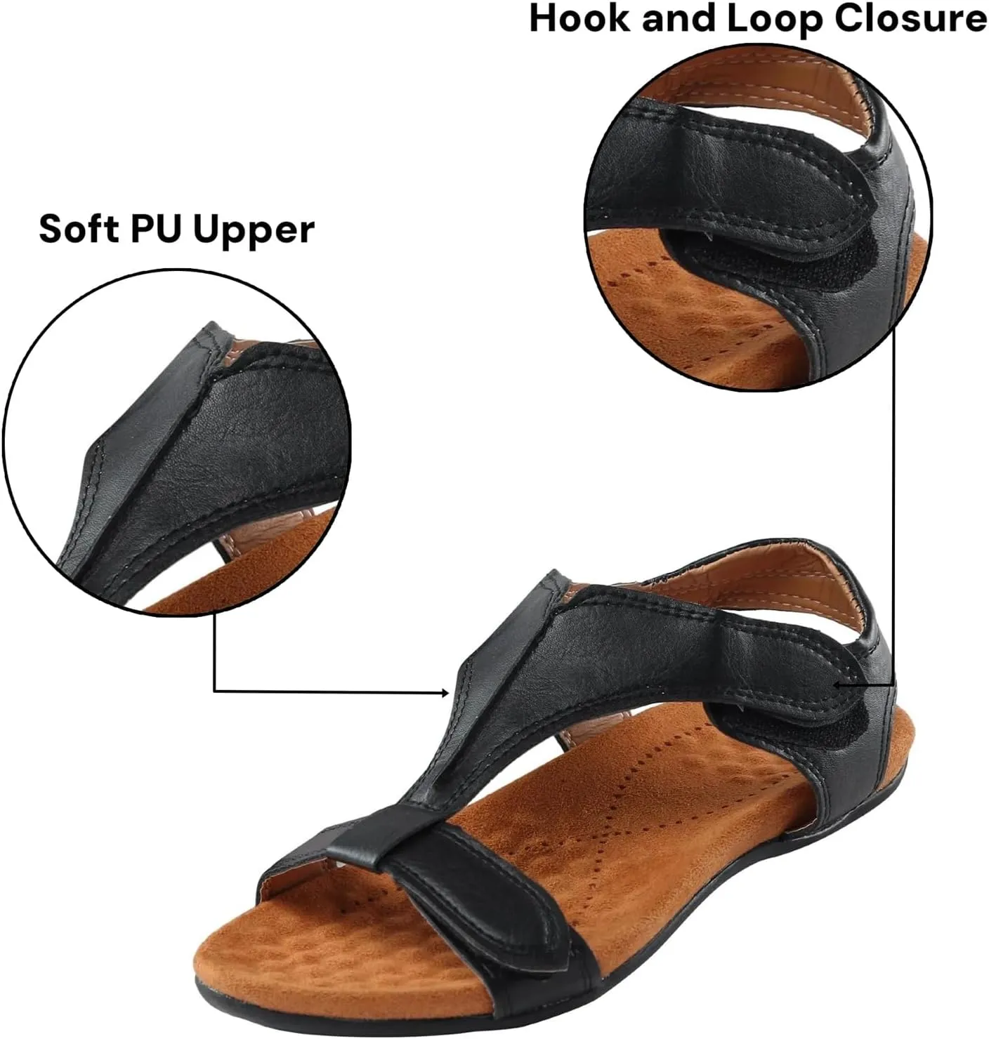 Women Comfortable Sandals Orthotic Walking Orthopedic Arch Support Comfort Cooling Adjustable Strap Walking Sandals T-Strap Open Toe Slip On Beach Flat Sandal Outdoor Going Out Comfort Shoes