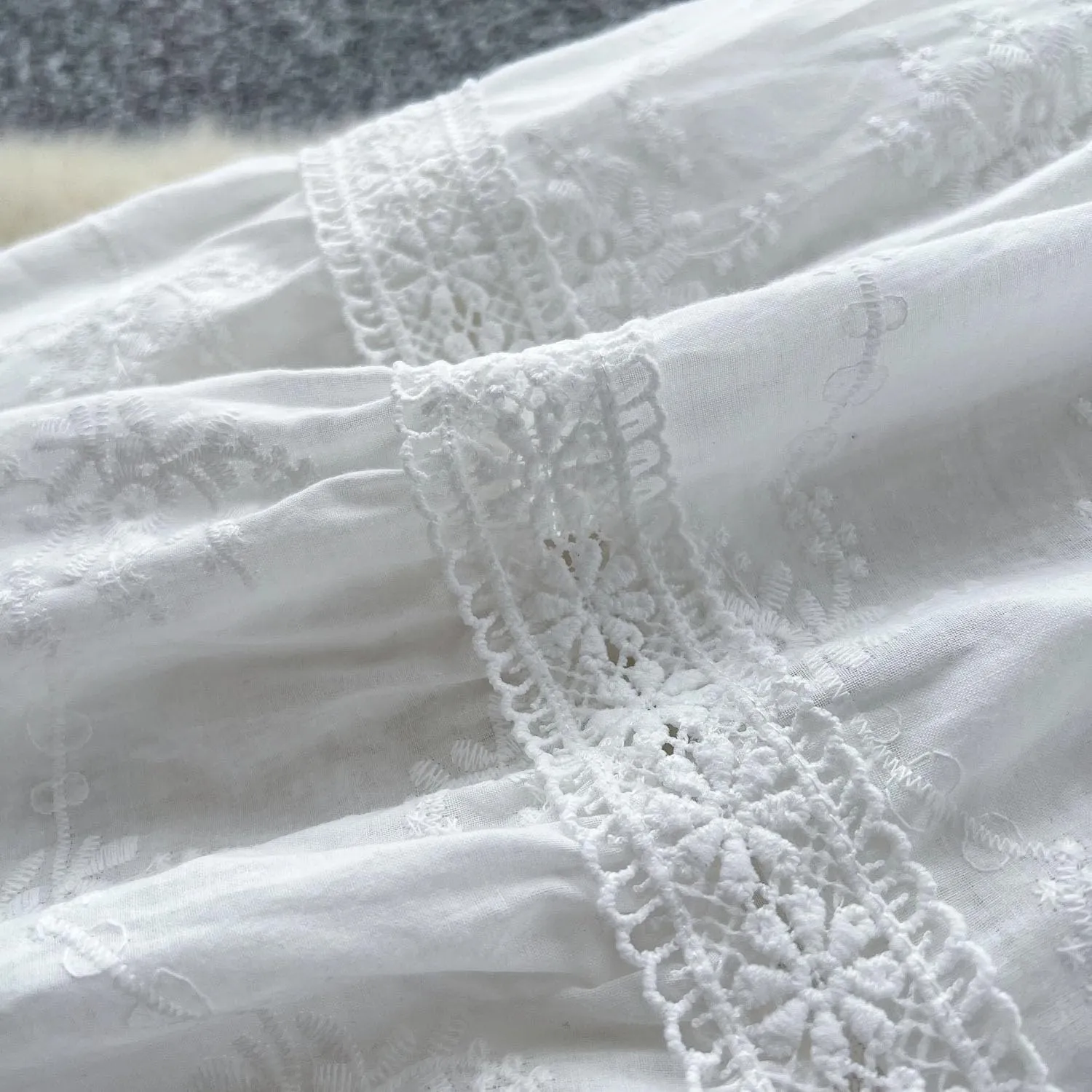Women Embroidered Vintage Hollow Out Bohemian Dress Off Shoulder Elastic Waist Midi Skirts