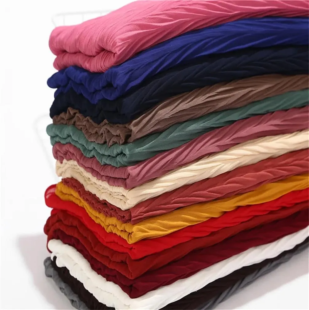 Women Pleated Wrinkle Chiffon Hijab Shawl Crinkle Muslim Turban Wraps Shawls Long Wrap Scarves