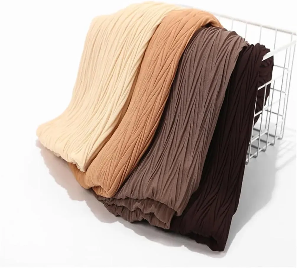 Women Pleated Wrinkle Chiffon Hijab Shawl Crinkle Muslim Turban Wraps Shawls Long Wrap Scarves