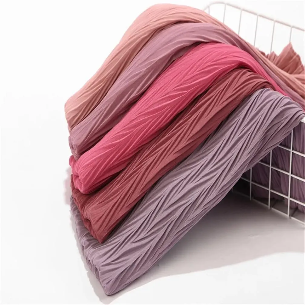 Women Pleated Wrinkle Chiffon Hijab Shawl Crinkle Muslim Turban Wraps Shawls Long Wrap Scarves