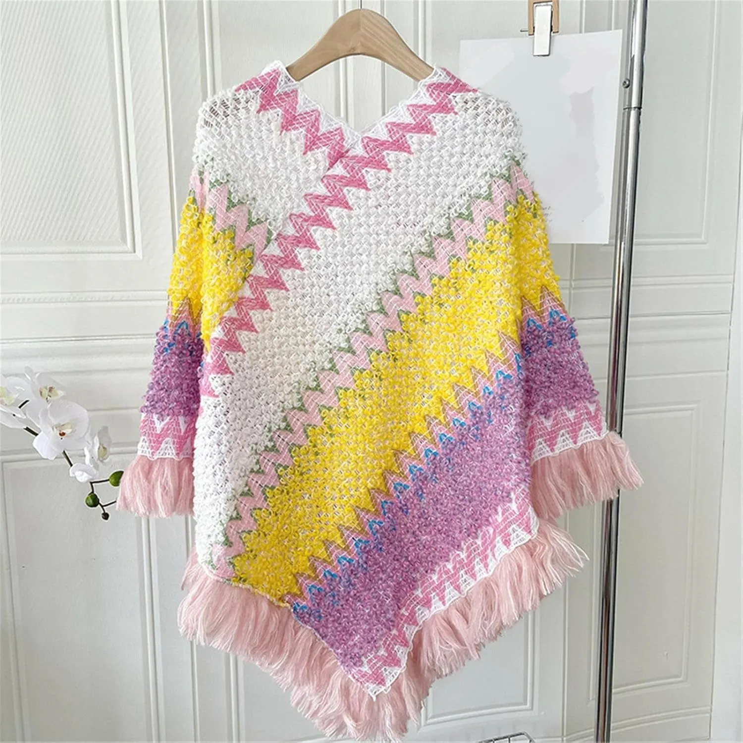 Women Poncho Cape Warm Sweater Open Front Poncho Scarf Blanket Cardigan Coat Shawl Wrap Scarves Elegant Blanket