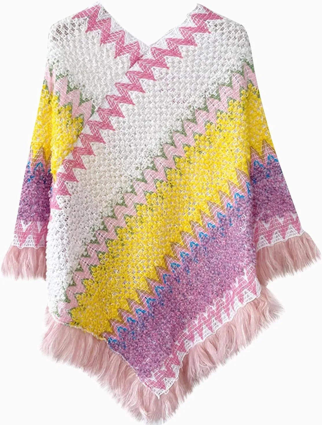 Women Poncho Cape Warm Sweater Open Front Poncho Scarf Blanket Cardigan Coat Shawl Wrap Scarves Elegant Blanket