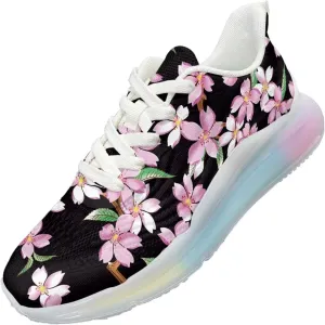 Womens Fashion Walking Running Shoes Ultra Lightweight Breathable Mesh Tennis Shoes Non Slip Athletic Workout Gym Sneakers Cherry Blossom Pattern