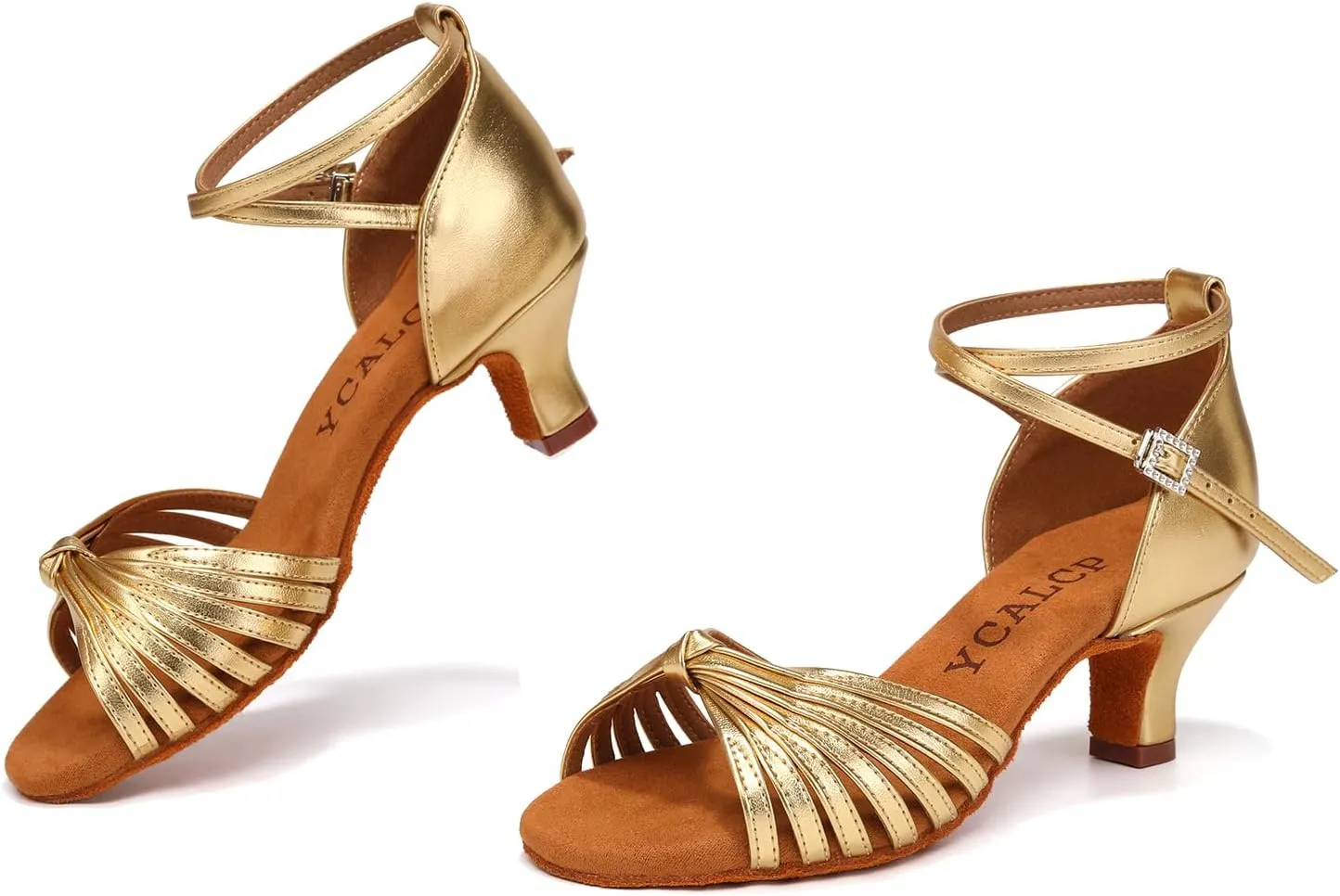 Women's Latin Dance Shoes Satin Open Toe Professional Practice Ballroom Salsa Dancing Shoes 5cm Heel