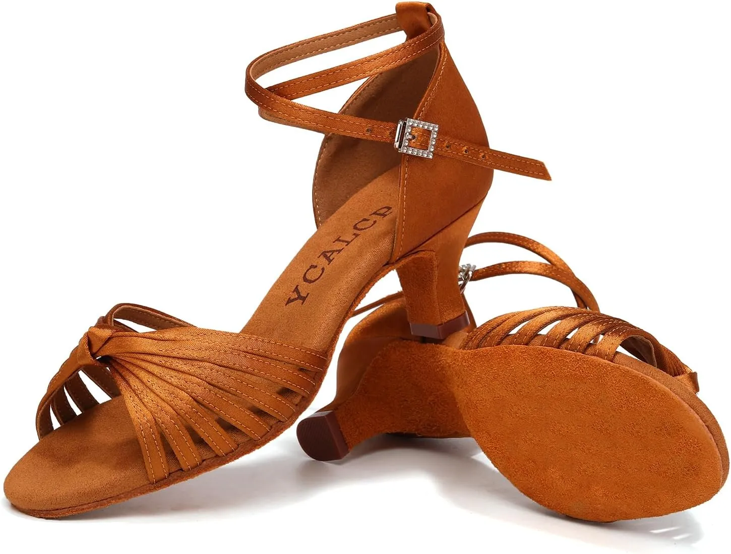 Women's Latin Dance Shoes Satin Open Toe Professional Practice Ballroom Salsa Dancing Shoes 5cm Heel