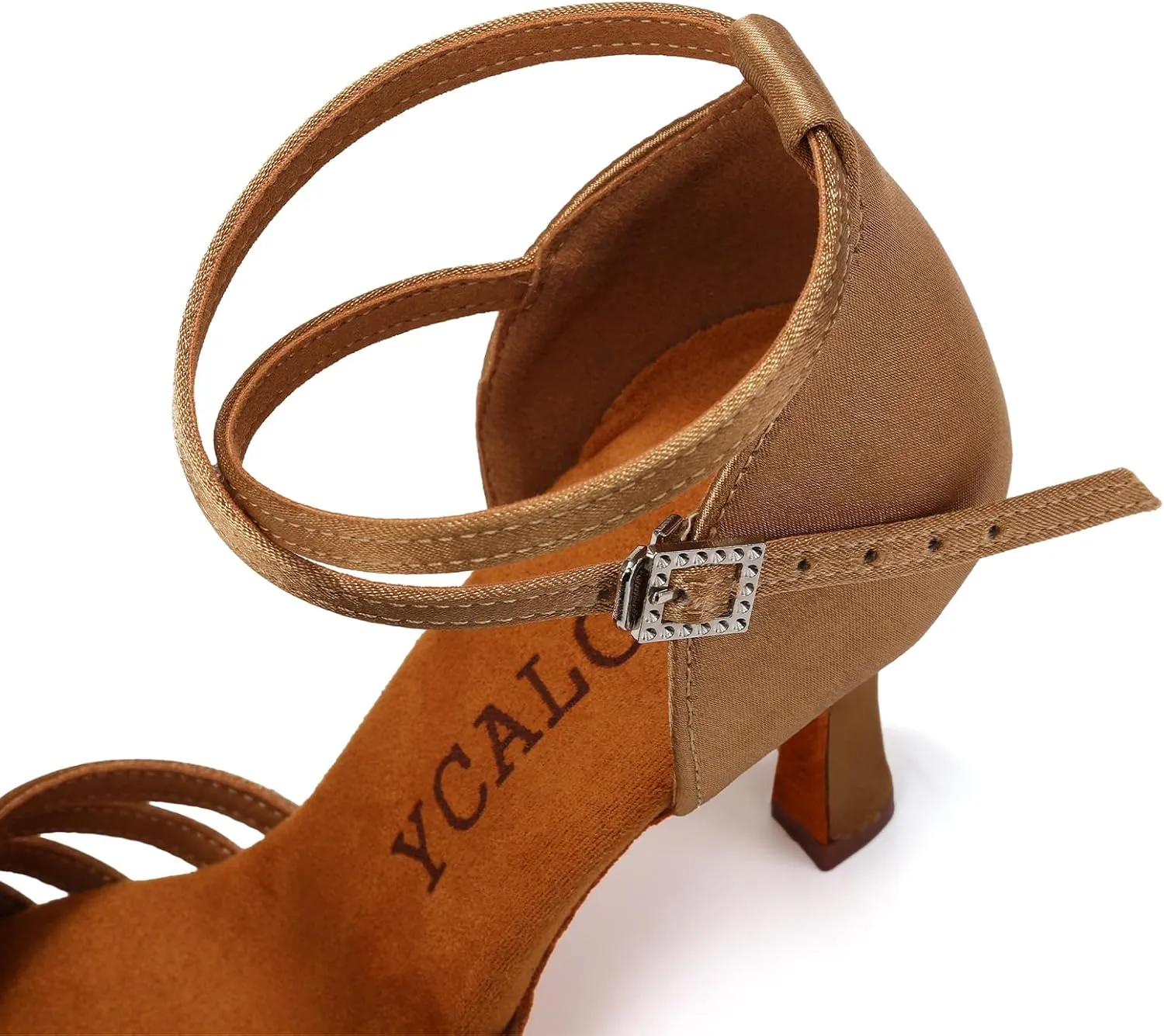 Women's Latin Dance Shoes Satin Open Toe Professional Practice Ballroom Salsa Dancing Shoes 9cm Heel