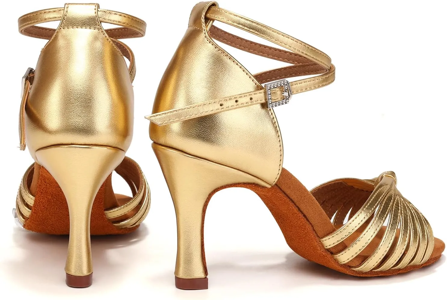 Women's Latin Dance Shoes Satin Open Toe Professional Practice Ballroom Salsa Dancing Shoes 9cm Heel