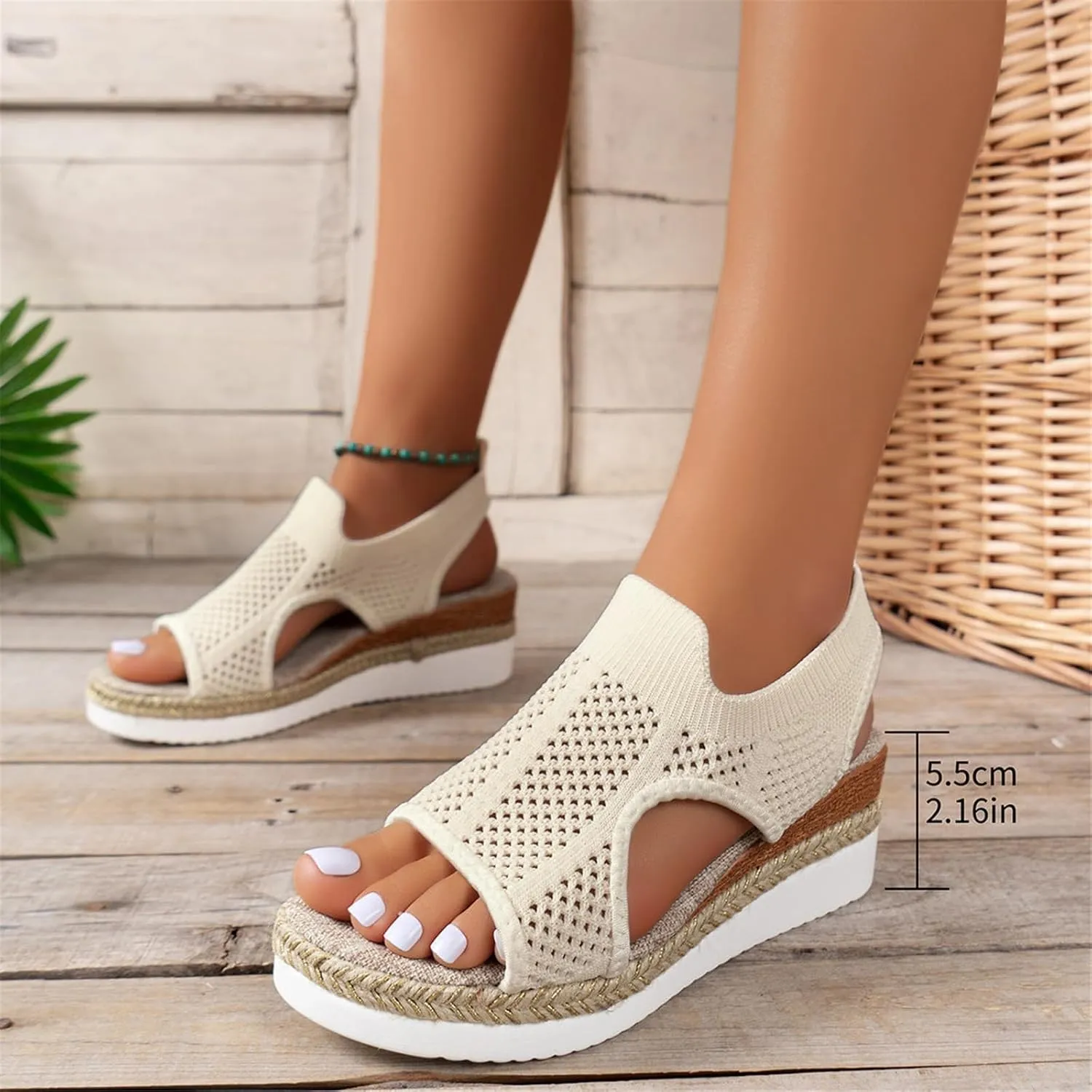 Women's Orthopedic Arch Support Sandals Diabetic Walking Shoes Woven Closed Toe Breathable Comfortable Walking Fit Plantar Fasciitis Wedges Sandal Mesh Fishmouth Ankle Strap Shoes