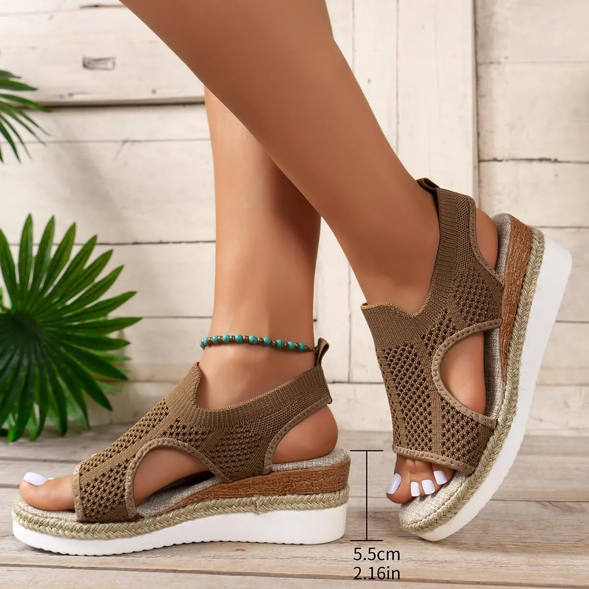 Women's Orthopedic Arch Support Sandals Diabetic Walking Shoes Woven Closed Toe Breathable Comfortable Walking Fit Plantar Fasciitis Wedges Sandal Mesh Fishmouth Ankle Strap Shoes