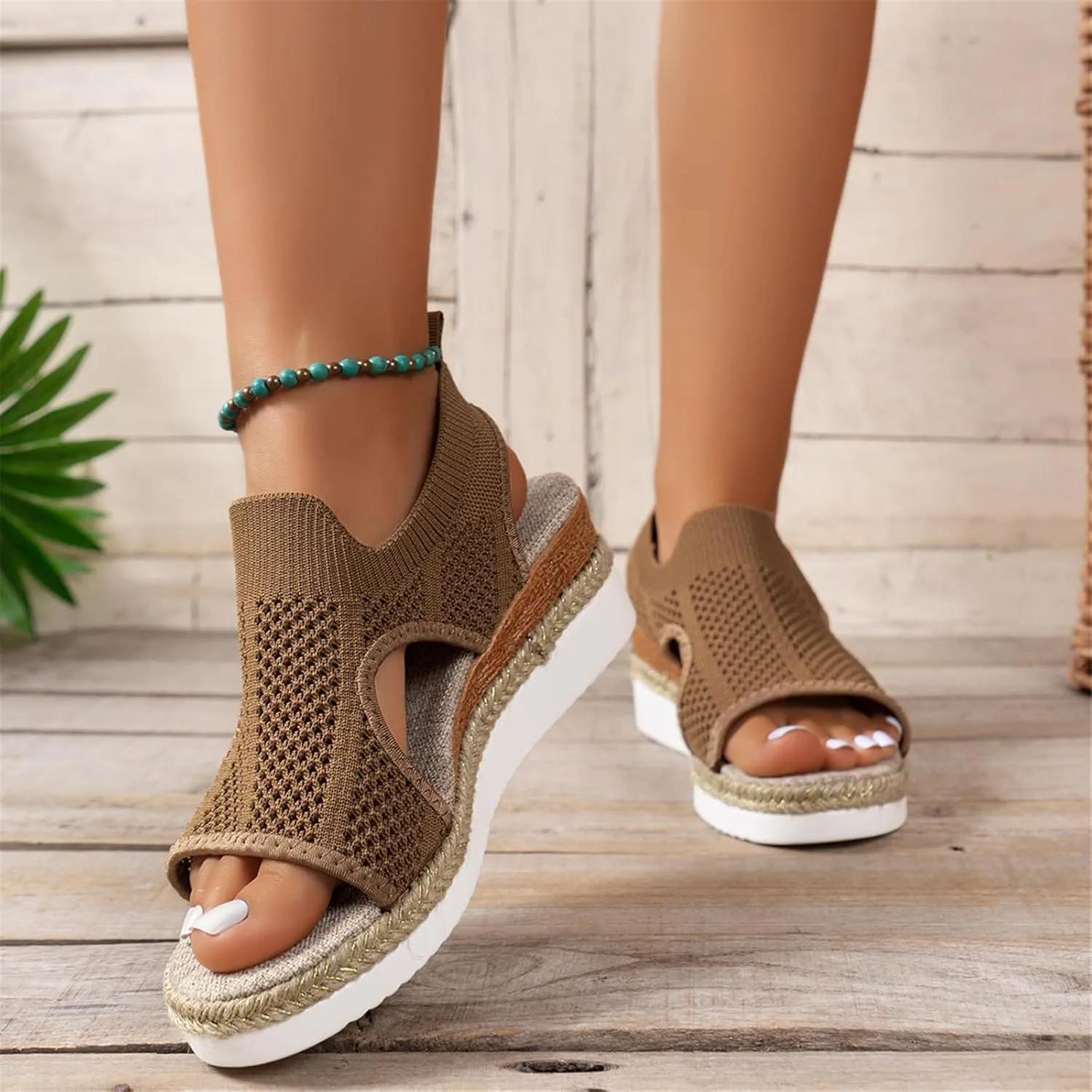 Women's Orthopedic Arch Support Sandals Diabetic Walking Shoes Woven Closed Toe Breathable Comfortable Walking Fit Plantar Fasciitis Wedges Sandal Mesh Fishmouth Ankle Strap Shoes