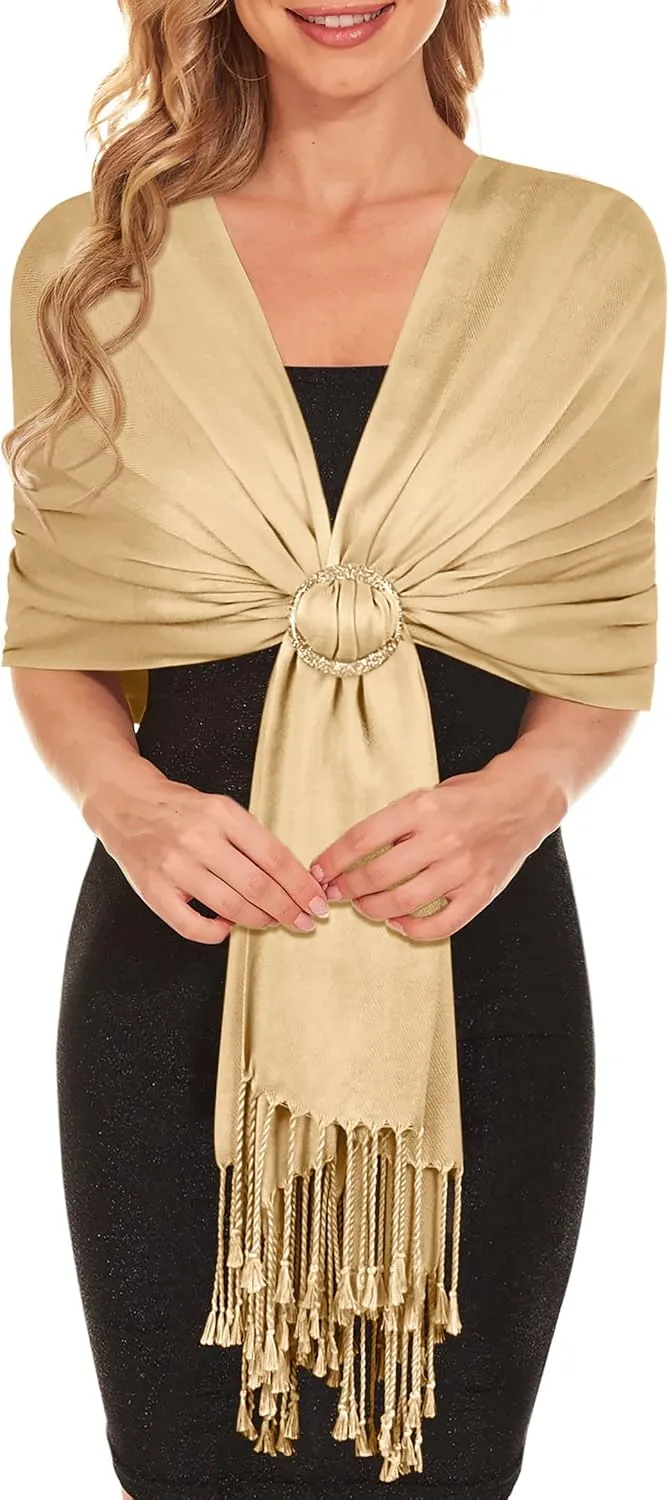Womens Pashmina Silk Shawls and Wraps for Weddings/Bridesmaid Wedding Shawls and Wraps for Evening Dresses