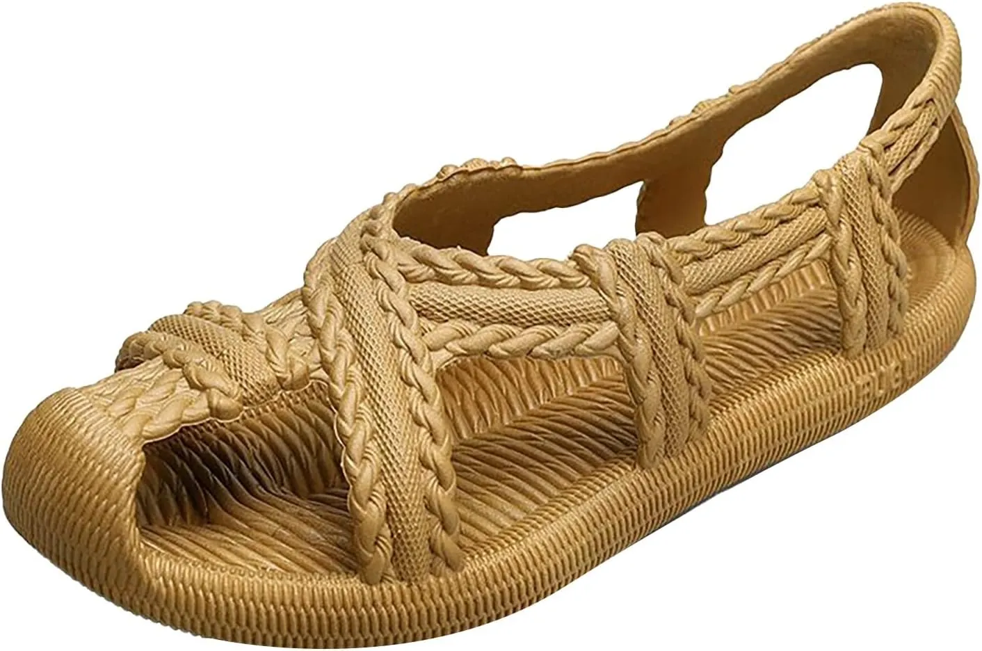 Womens Running Sandals Non Slip Rubber Sole Breathable Walking Sandals Comfortable Woven Lightweight Slip On Dress Shoes