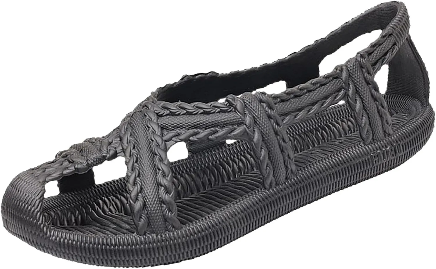 Womens Running Sandals Non Slip Rubber Sole Breathable Walking Sandals Comfortable Woven Lightweight Slip On Dress Shoes