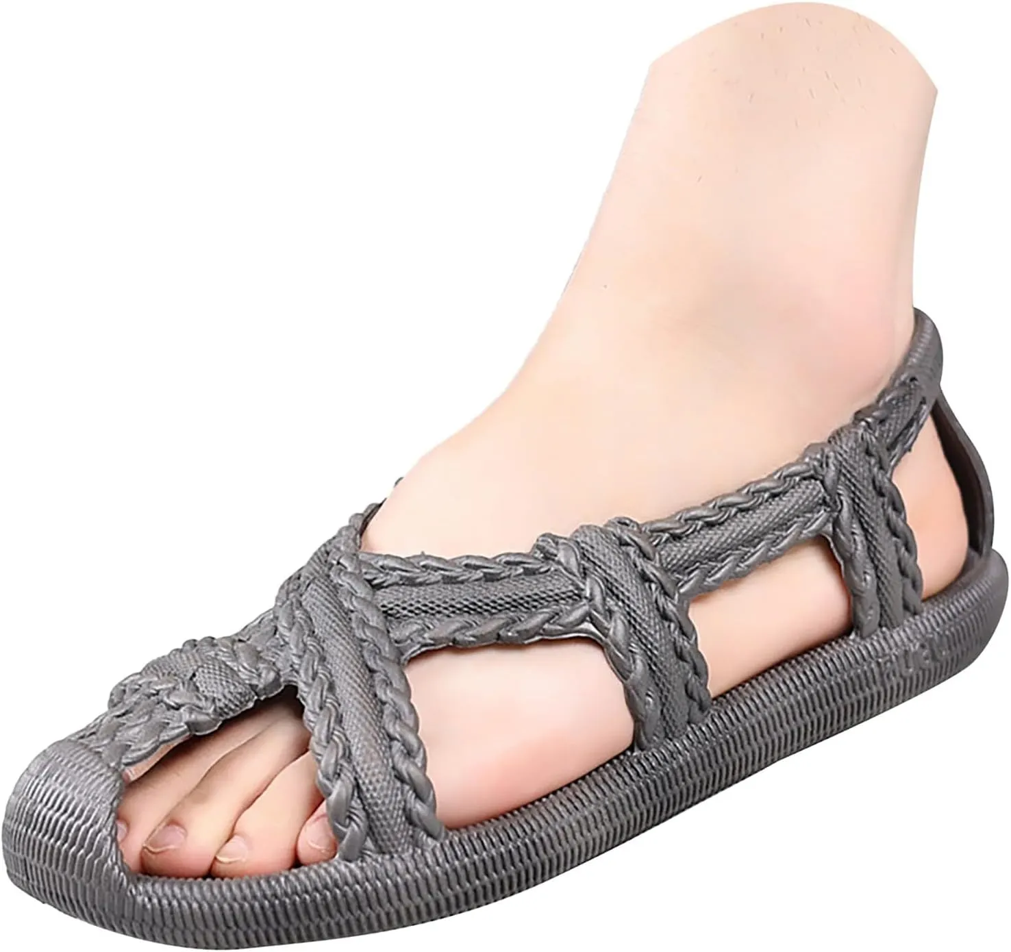 Womens Running Sandals Non Slip Rubber Sole Breathable Walking Sandals Comfortable Woven Lightweight Slip On Dress Shoes