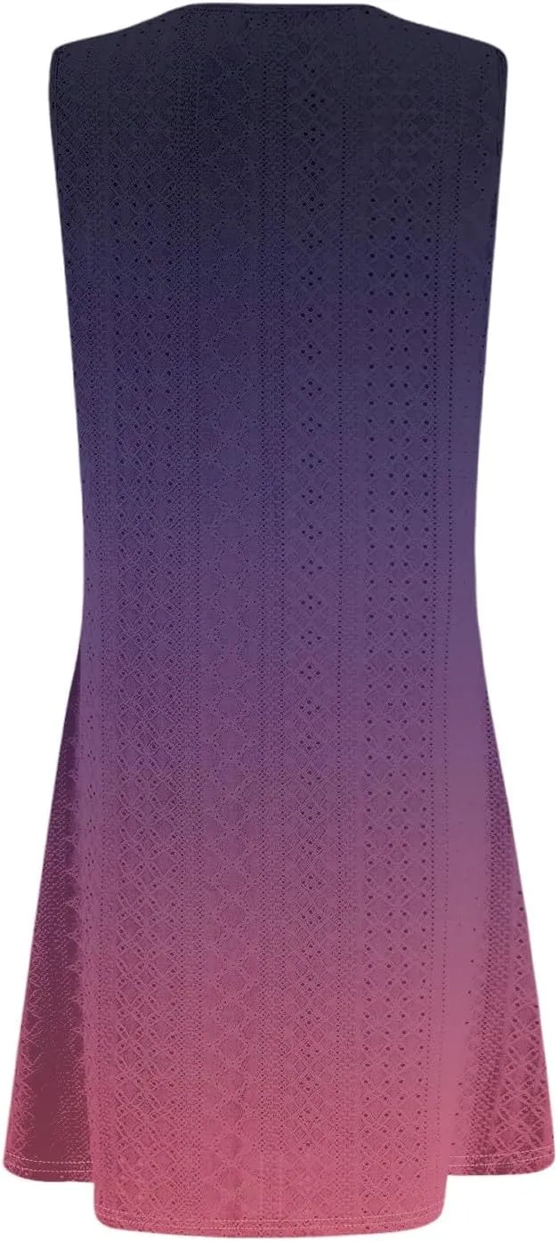 Womens Sleeveless Crew Neck Tank Dresses Casual Vacation Sundress 2025 Spring Summer Floral Hawaiian Beach Dress
