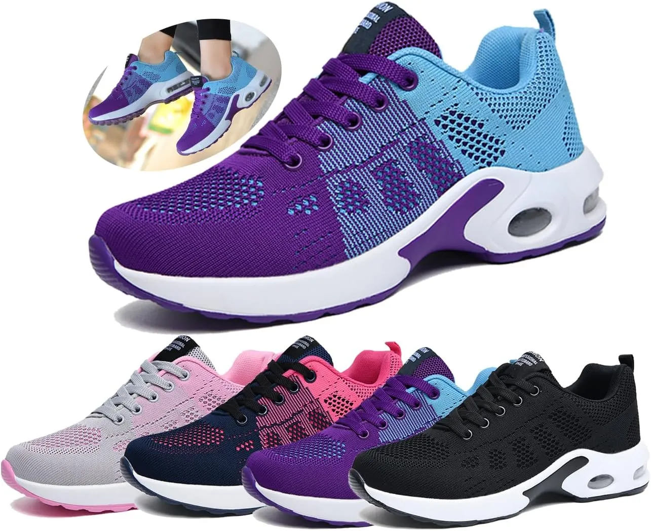 Womens Sneakers Air Cushion Running Shoes Lightweight Tennis Walking Shoes Mesh Breathable Gym Work Fashion Sneakers Athletic Comfortable Casual,Orthopedic Shoes for Women