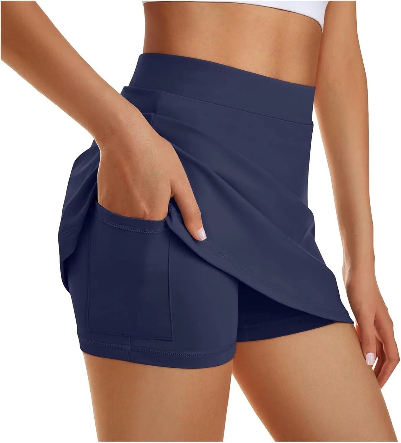 Women's Tennis Skirts with Pockets Shorts Underneath High Waist Workout Skorts Casual Layered Skinny Golf Skirts
