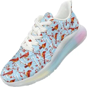 Women's Walking Shoes Cushion Comfortable Running Tennis Shoes Non-Slip Workout Gym Sports Athletic Breathable Sneakers Christmas Red Parrot Pattern