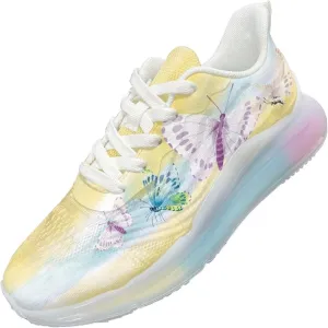 Women's Walking Shoes Cushion Comfortable Running Tennis Shoes Non-Slip Workout Gym Sports Athletic Breathable Sneakers Tie-dye Butterfly Pattern