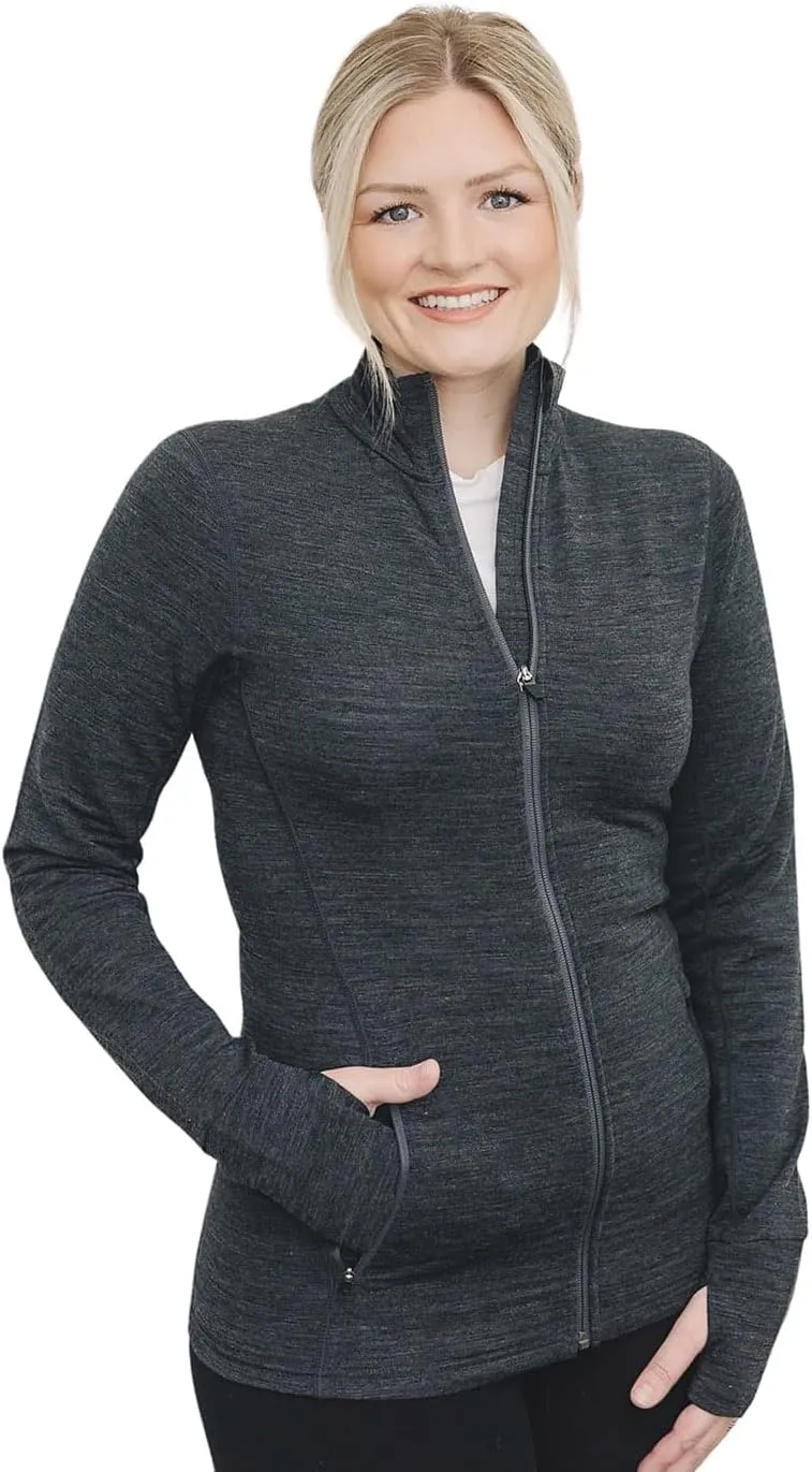 Woolino Merino Wool Fleece Jacket for Women - Year Round Fleece Jacket Full Zip - Zippered Pockets Lightweight Fleece Jacket