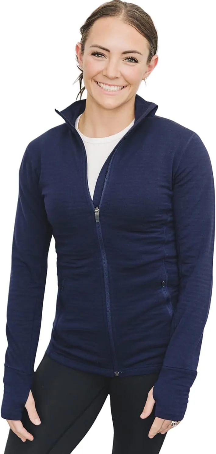 Woolino Merino Wool Fleece Jacket for Women - Year Round Fleece Jacket Full Zip - Zippered Pockets Lightweight Fleece Jacket