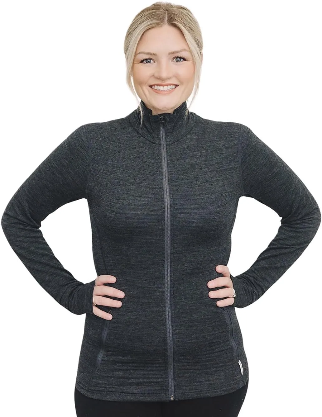 Woolino Merino Wool Fleece Jacket for Women - Year Round Fleece Jacket Full Zip - Zippered Pockets Lightweight Fleece Jacket