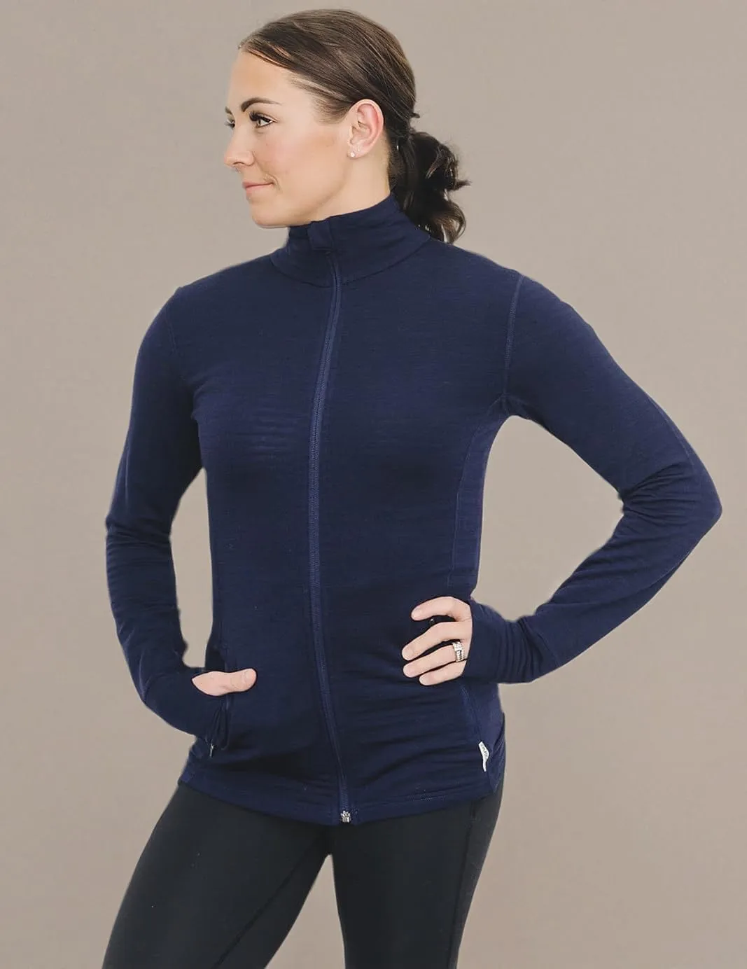 Woolino Merino Wool Fleece Jacket for Women - Year Round Fleece Jacket Full Zip - Zippered Pockets Lightweight Fleece Jacket