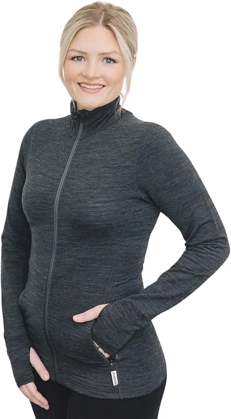 Woolino Merino Wool Fleece Jacket for Women - Year Round Fleece Jacket Full Zip - Zippered Pockets Lightweight Fleece Jacket