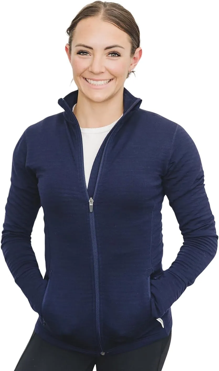 Woolino Merino Wool Fleece Jacket for Women - Year Round Fleece Jacket Full Zip - Zippered Pockets Lightweight Fleece Jacket