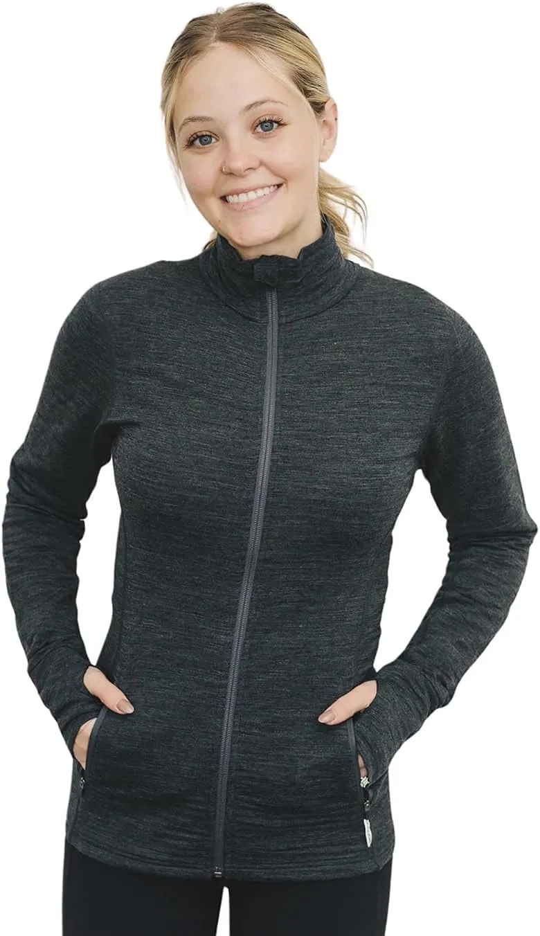 Woolino Merino Wool Fleece Jacket for Women - Year Round Fleece Jacket Full Zip - Zippered Pockets Lightweight Fleece Jacket