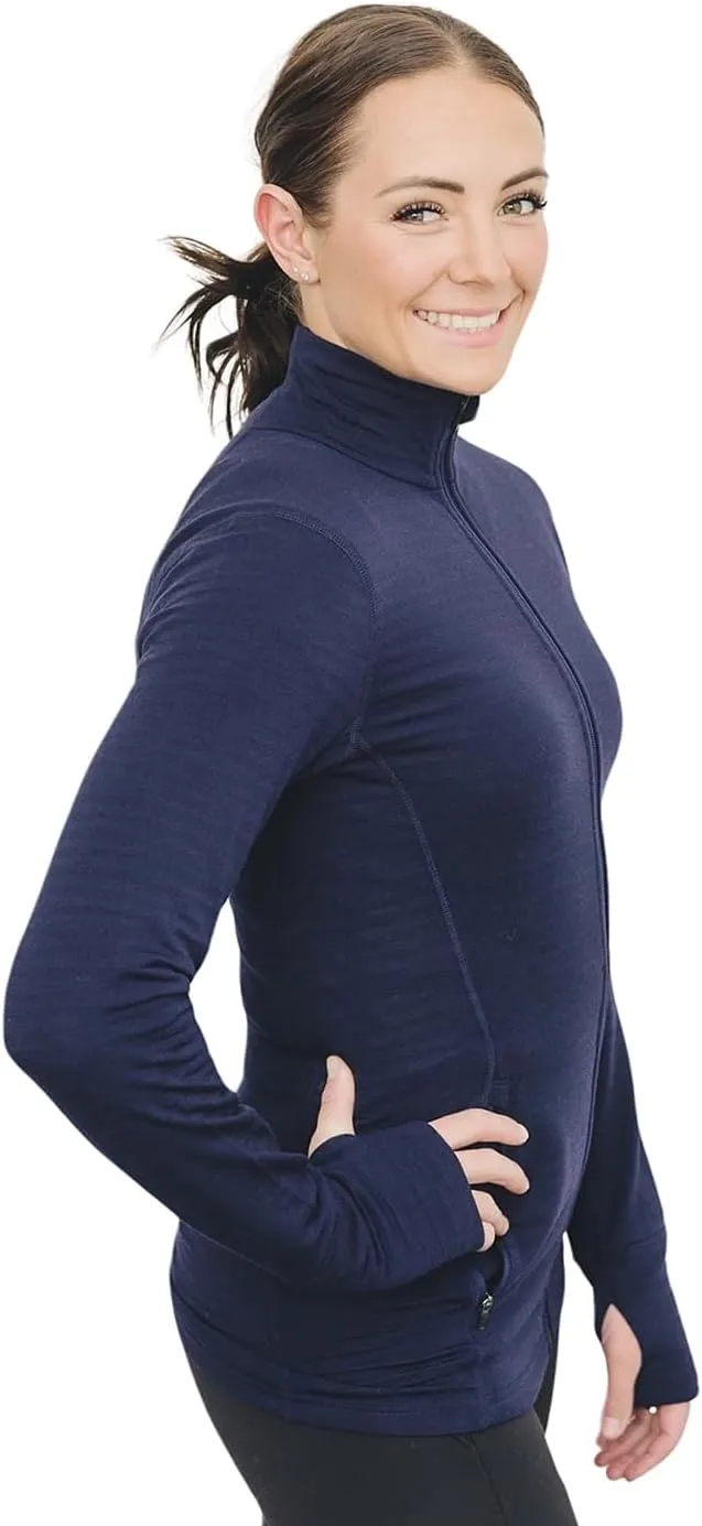 Woolino Merino Wool Fleece Jacket for Women - Year Round Fleece Jacket Full Zip - Zippered Pockets Lightweight Fleece Jacket