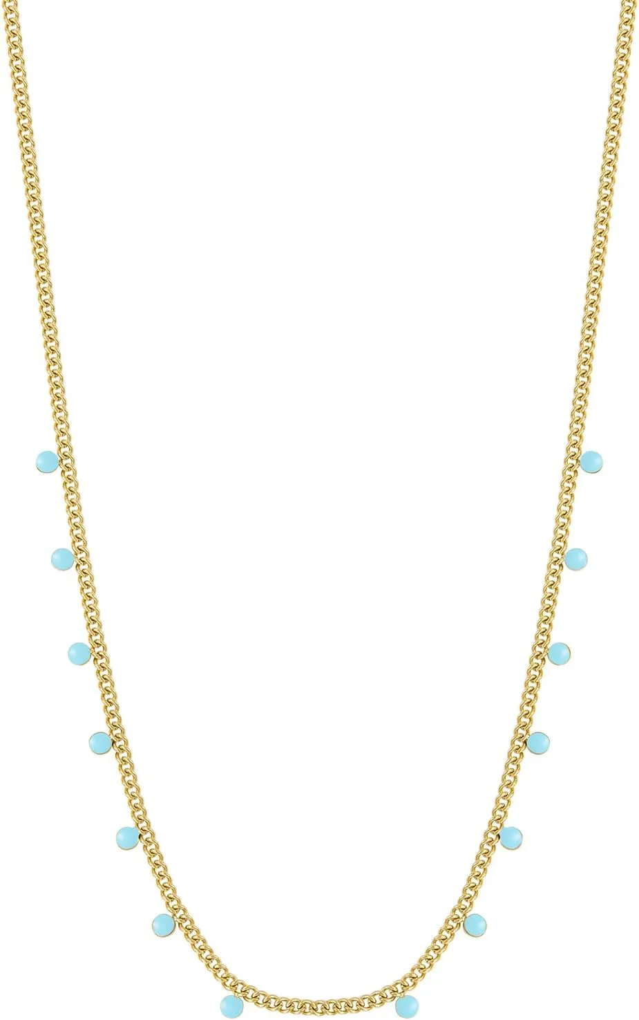 YADUDA Dainty Gold Necklace Tiny Orange Blue Pink Green Dangle Discs Preppy Station Necklace for Women Trendy 14K Gold Plated Cute Choker Necklace for Teen Girl